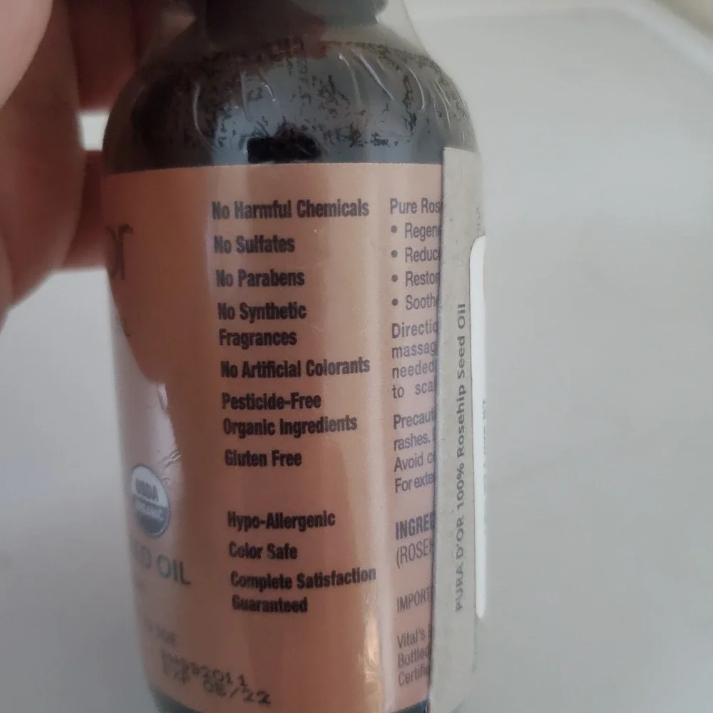 Pura D'or Professional Organic Rosehip Seed Oil 4oz 100% Pure Cold Pressed New